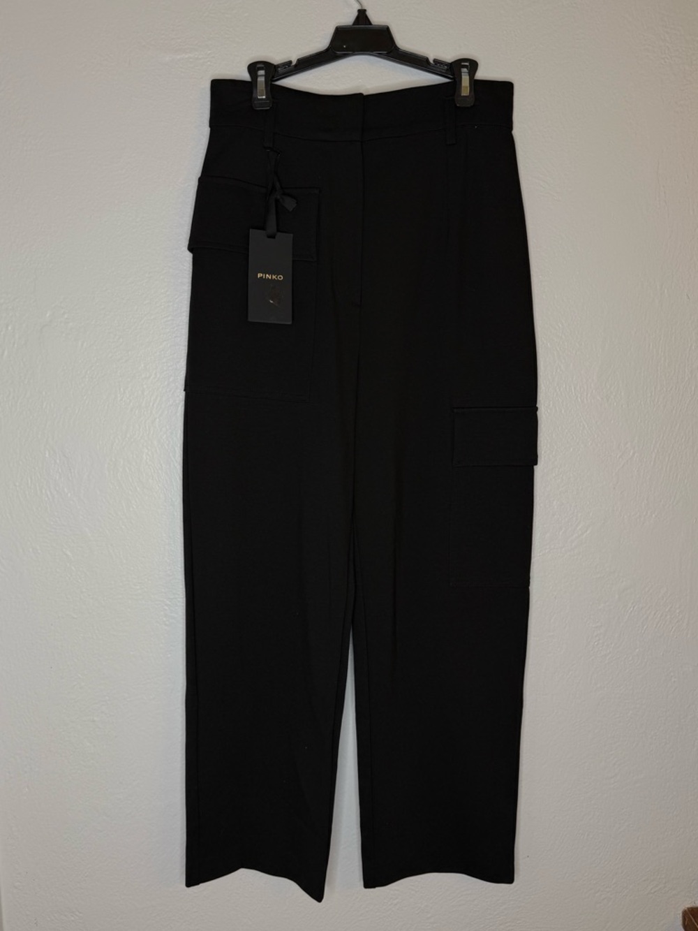 Pinko Perlita Pantalone Black Wide-Leg Cargo Pants New With Tags Size US 6 - Picture 15 of 15